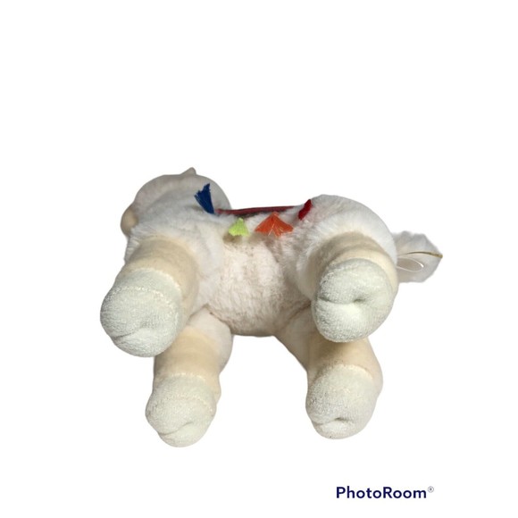 Miyoni By Aurora White Alpaca Llama Plush Stuffed Animal 12" Multicolor Blanket - Picture 10 of 10